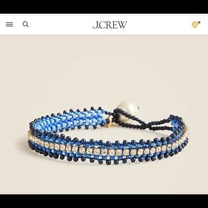 J.Crew Blue Beaded and crystal Wrap Bracelet with gold accents and pearl NEW!